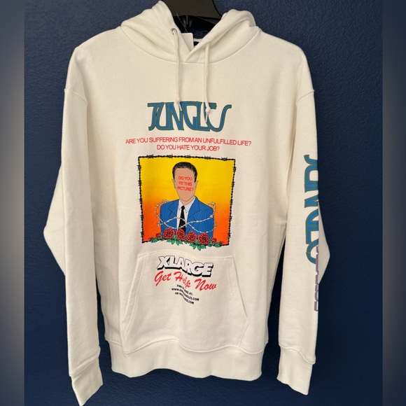 Jungles x Xlarge Sweatshirt Men’s White Hoodie Size Medium - Picture 2 of 9